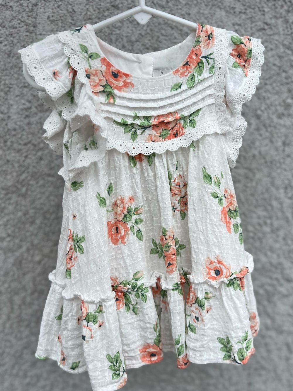 Joie White Baby/Toddler Dress with Peach Floral Print
